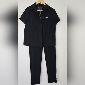Figs Women's Black Short Sleeve Pantsuit